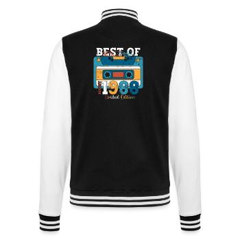 35th Birthday Man August Vintage 1988 Cassette - College Sweat Jacket - black/white - Back - Marisol (170cm)