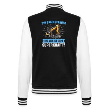 Baggerführer Baggerfahrer - College-Sweatjacke - Schwarz/Weiß - Hinten - Marisol (170cm)