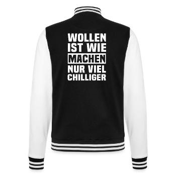 Machen Humor Wollen - College-Sweatjacke - Schwarz/Weiß - Hinten - Marisol (170cm)