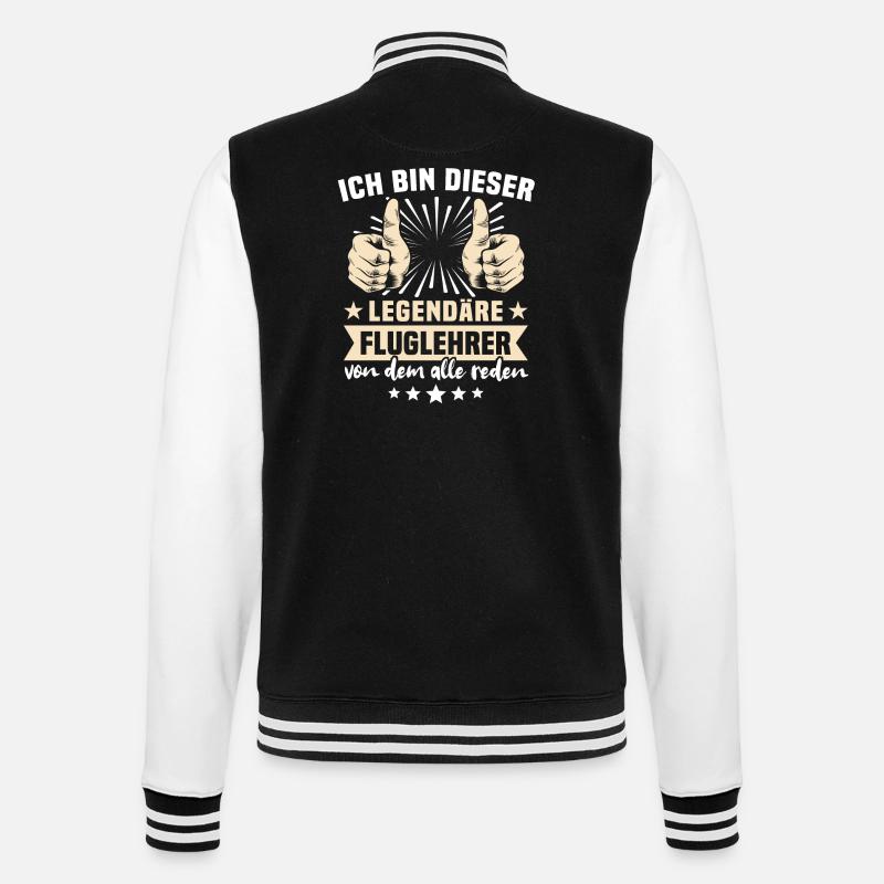 Fluglehrer Sprüche - College-Sweatjacke - Schwarz/Weiß