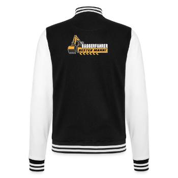 Baggerführer Baggerfahrer - College-Sweatjacke - Schwarz/Weiß - Hinten - Marisol (170cm)