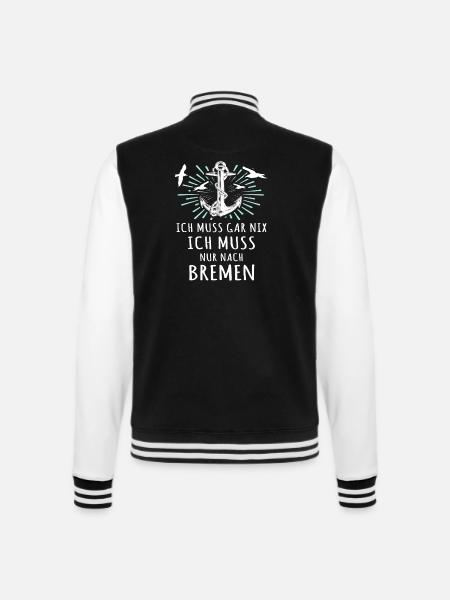 Bremen Urlaub Bremer - College-Sweatjacke - Schwarz/Weiß