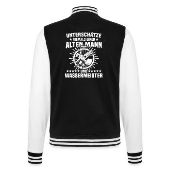 Wassermeister Sprüche - College-Sweatjacke - Schwarz/Weiß - Hinten - Marisol (170cm)