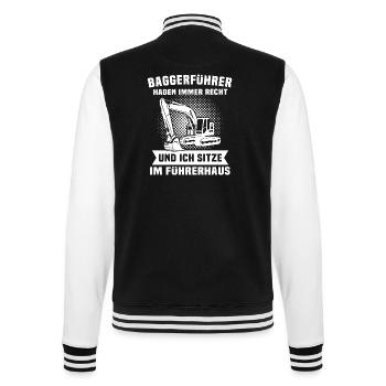 Baggerführer Baggerfahrer - College-Sweatjacke - Schwarz/Weiß - Hinten - Marisol (170cm)