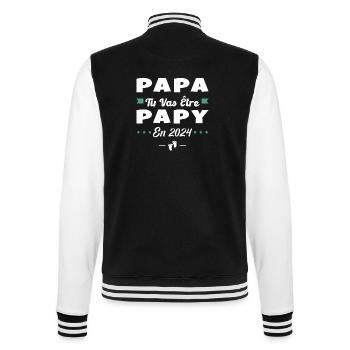 Futur Grand Père Papa Tu Vas Être Papy 2024 - Veste Teddy - noir/blanc - Dos - Marisol (170cm)
