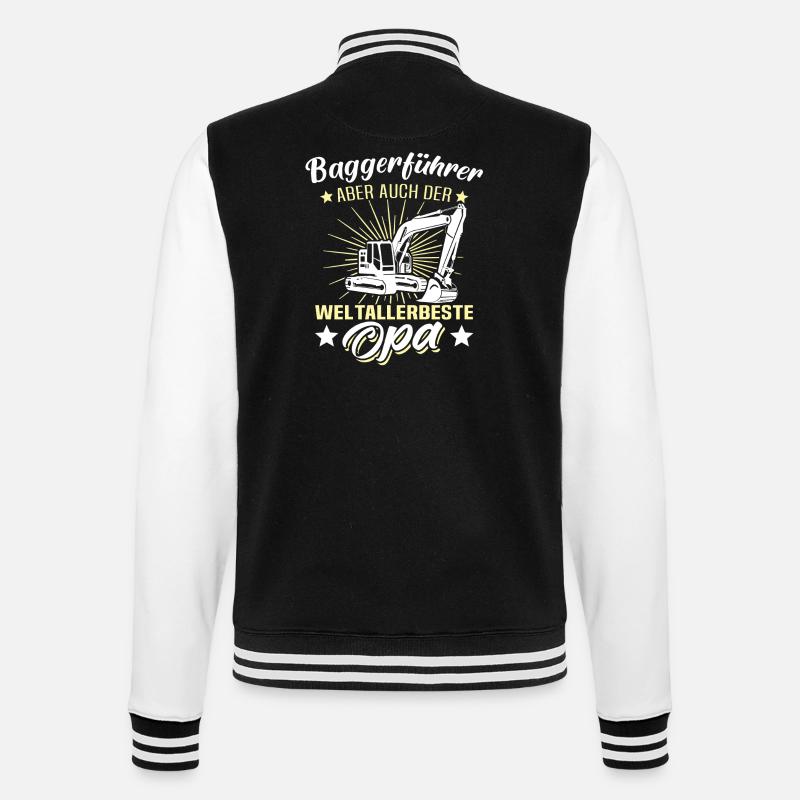 Baggerfahrer Opa - College-Sweatjacke - Schwarz/Weiß