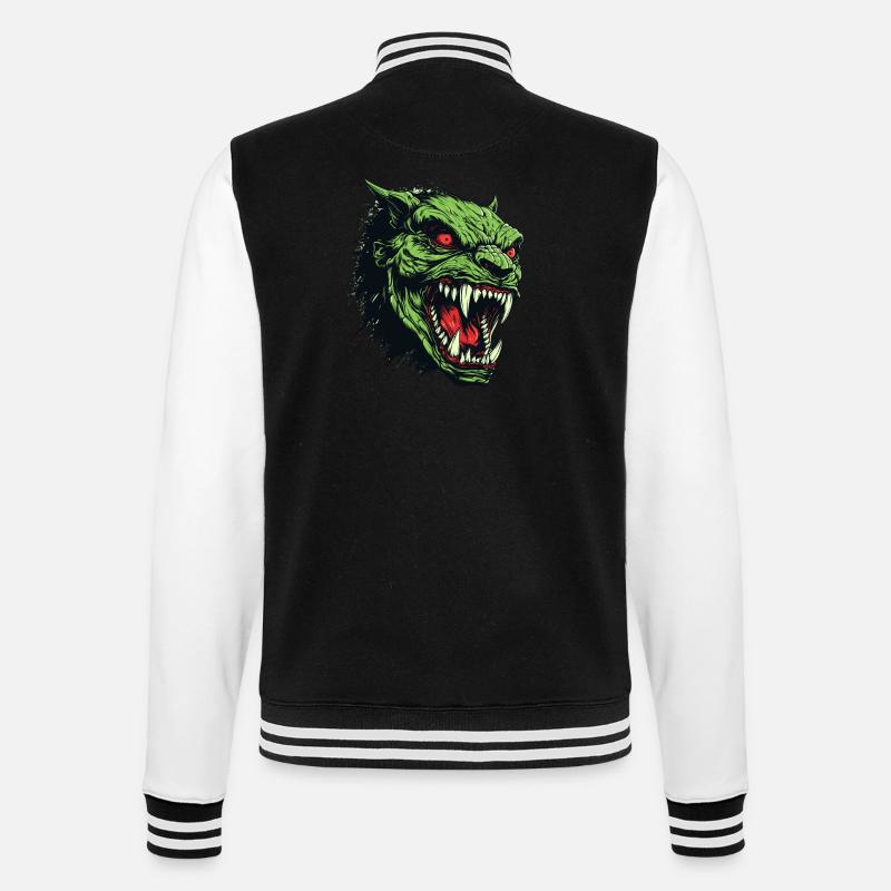 Orkkopf, Dämon, Ghul - College-Sweatjacke - Schwarz/Weiß
