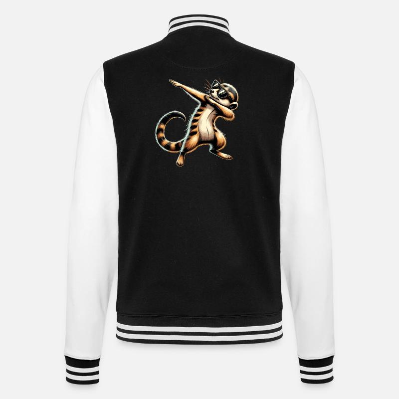 Dabbing Erdmännchen mit Sonnenbrille Cool Erdmännchen - College-Sweatjacke - Schwarz/Weiß