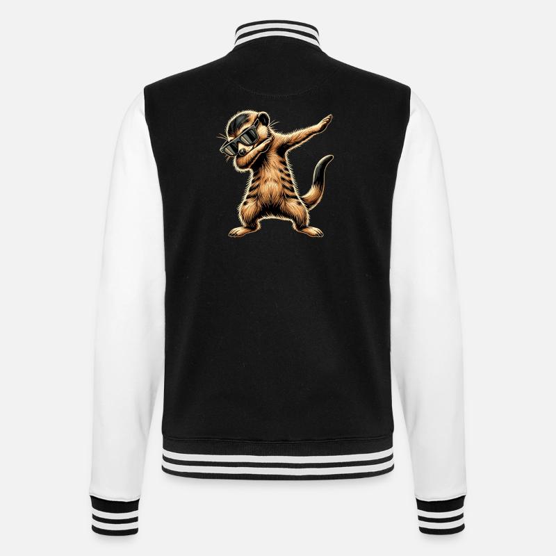 Dabbing Erdmännchen mit Sonnenbrille Cool Erdmännchen - College-Sweatjacke - Schwarz/Weiß