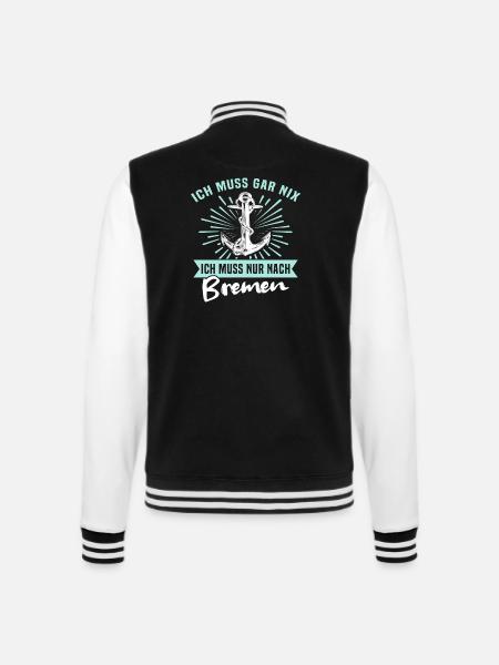 Bremen Sprüche - College-Sweatjacke - Schwarz/Weiß