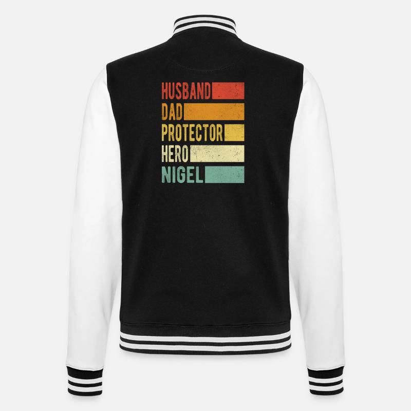 Nigel Name Papa Geschenk - College-Sweatjacke - Schwarz/Weiß