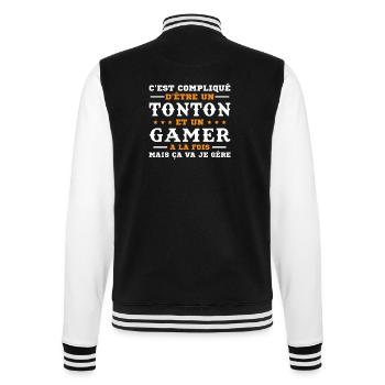 Cadeau pour un oncle console de jeu humoristique - Veste Teddy - noir/blanc - Dos - Marisol (170cm)