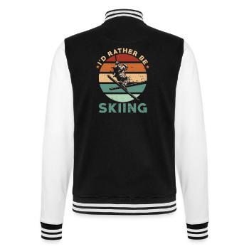 Skibegeisterter Retro-Vintage-Skifahrer - College-Sweatjacke - Schwarz/Weiß - Hinten - Marisol (170cm)