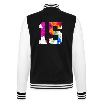 NUMMER 15 JAHRE ALT 15. GEBURTSTAG - College-Sweatjacke - Schwarz/Weiß - Hinten - Marisol (170cm)