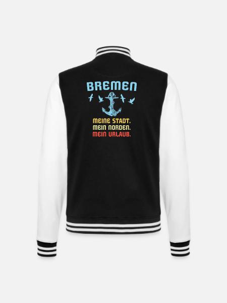 Bremen Sprüche - College-Sweatjacke - Schwarz/Weiß