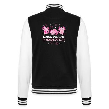 Axolotl Gift Love Peace Axolotl - College Sweat Jacket - black/white - Back - Marisol (170cm)
