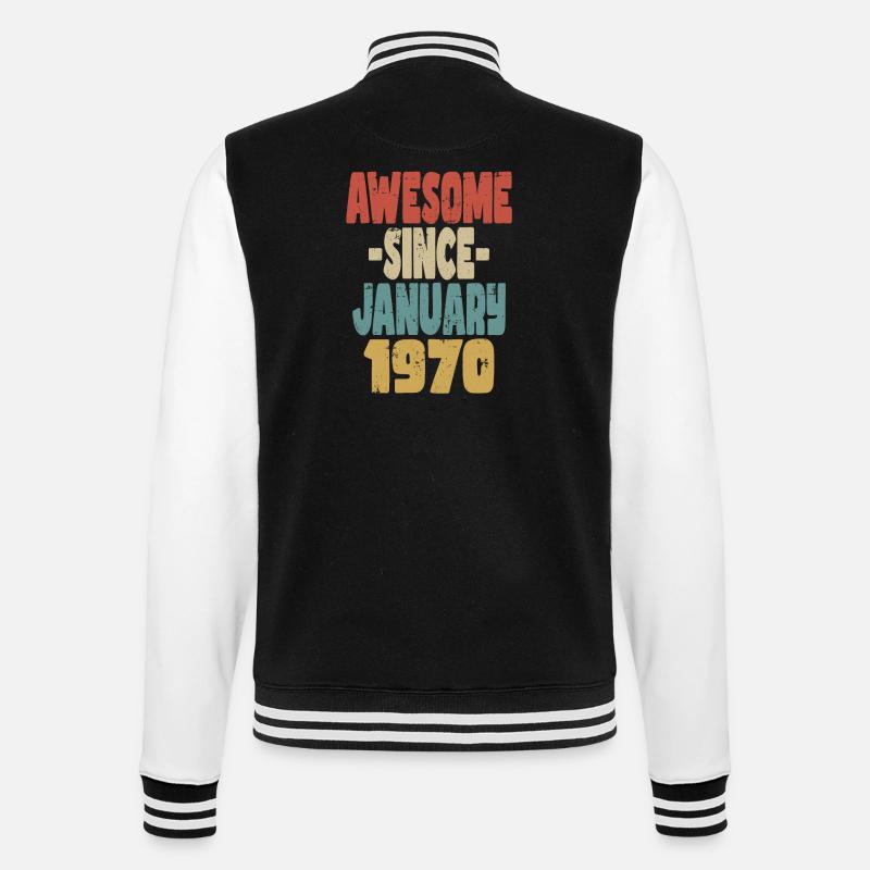 Fantastischer Januar 1970 - College-Sweatjacke - Schwarz/Weiß
