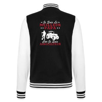 Je suis le meilleur papa car je suis Agriculteur - Veste Teddy - noir/blanc - Dos - Marisol (170cm)