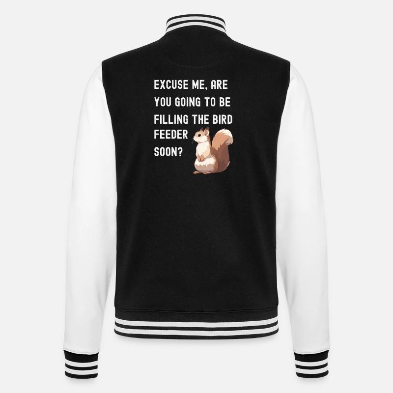 Vogelfutter Eichhörnchen - College-Sweatjacke - Schwarz/Weiß