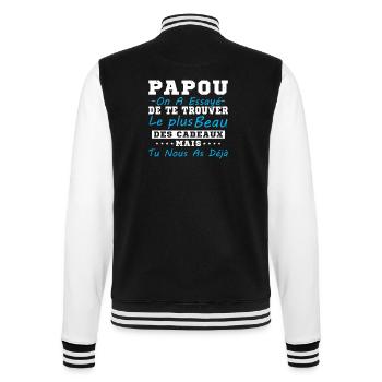 Papou Cadeau humour papa fête des pères - Veste Teddy - noir/blanc - Dos - Marisol (170cm)