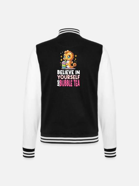 Kawaii Seepferdchen Bubble Tea Boba Milchtee - College-Sweatjacke - Schwarz/Weiß