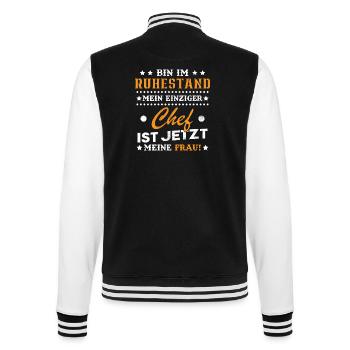 Ich bin im Ruhestand Rentner 2024 2025 2026 - College-Sweatjacke - Schwarz/Weiß - Hinten - Marisol (170cm)