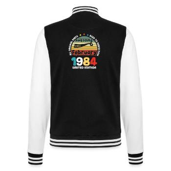 1984 Vintage Retro Jubiläum Limitierte Auflage - College-Sweatjacke - Schwarz/Weiß - Hinten - Marisol (170cm)