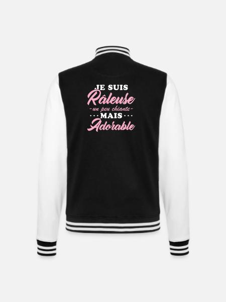 Mürrisches, aber liebenswertes personalisiertes Humorgeschenk - College-Sweatjacke - Schwarz/Weiß