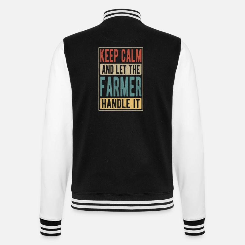 Farmer Retro Gift - College Sweat Jacket - black/white