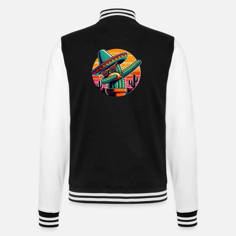 Dabbender Kaktus - College-Sweatjacke - Schwarz/Weiß