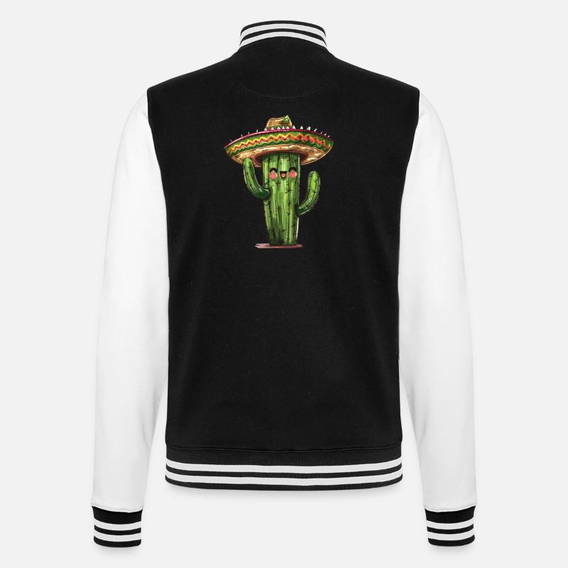 Funny cactus with sombrero - College Sweat Jacket - black/white