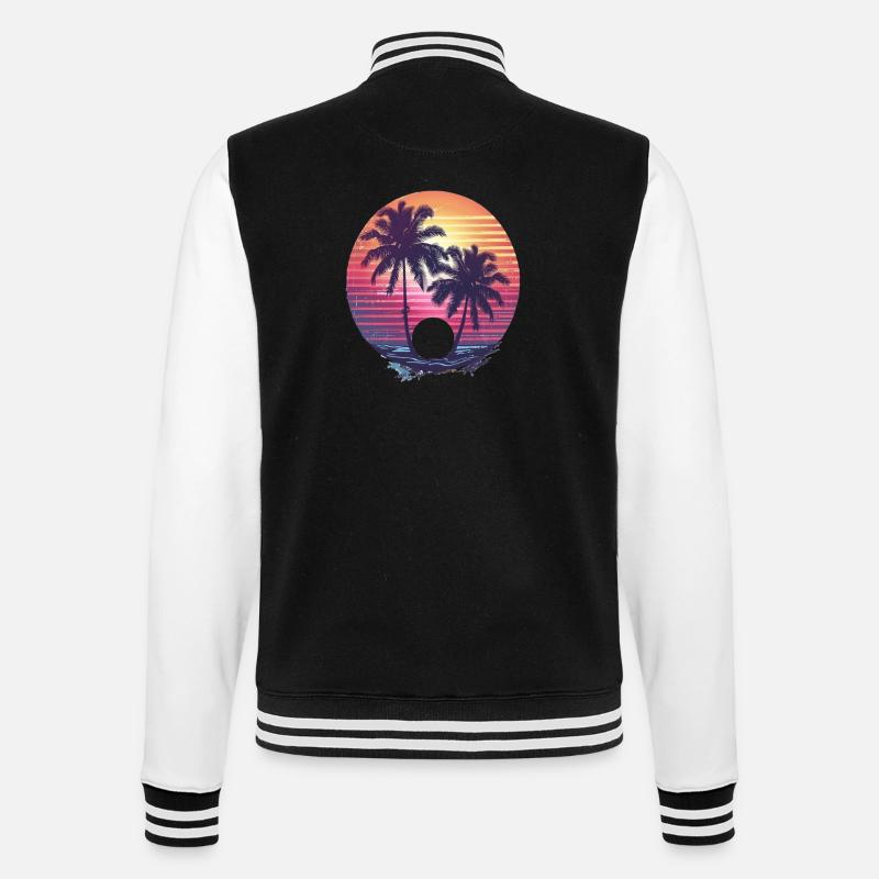 Sunny Palm Trees Sunset - College Sweat Jacket - black/white