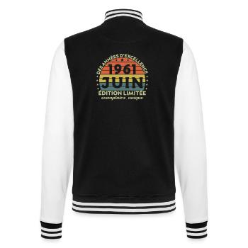 Anniversaire Millésime Fabriqué en Juin 1961 - Veste Teddy - noir/blanc - Dos - Marisol (170cm)