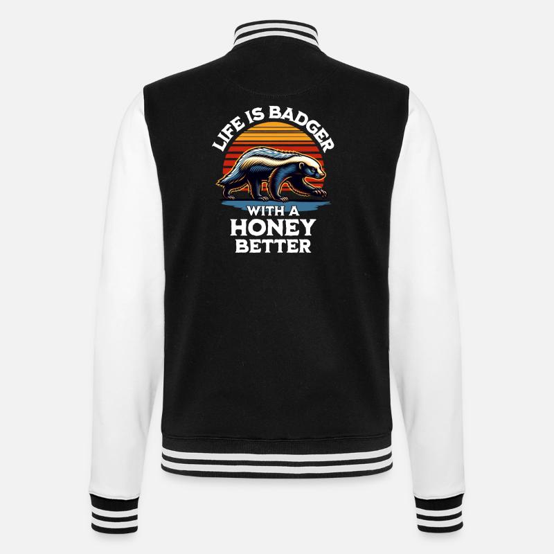 Honigdachs Spruch - College-Sweatjacke - Schwarz/Weiß