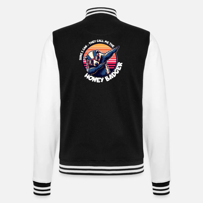 Honigdachs Spruch - College-Sweatjacke - Schwarz/Weiß