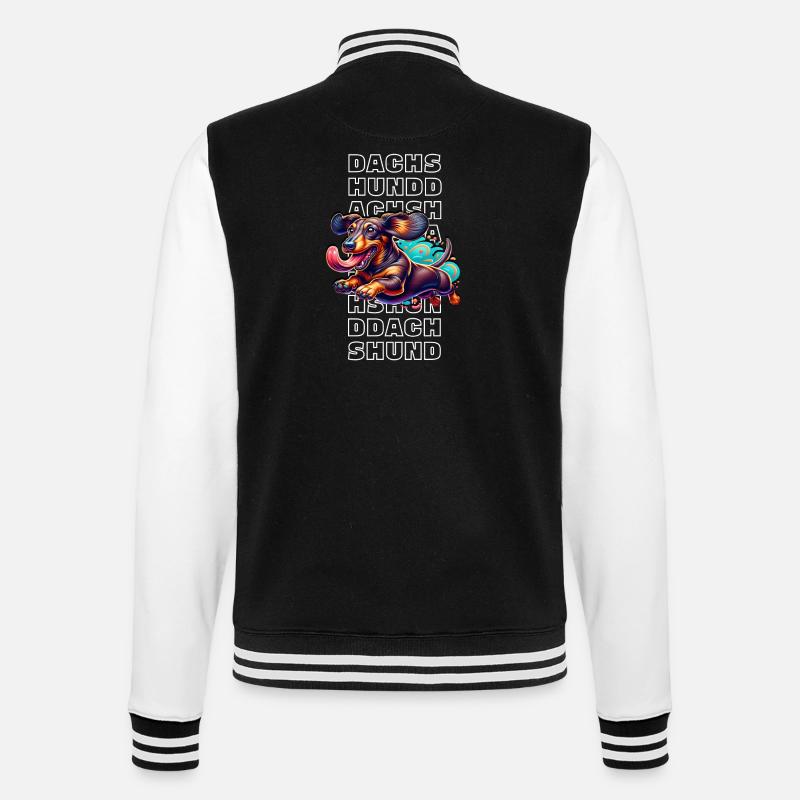 Dachshund - College-Sweatjacke - Schwarz/Weiß