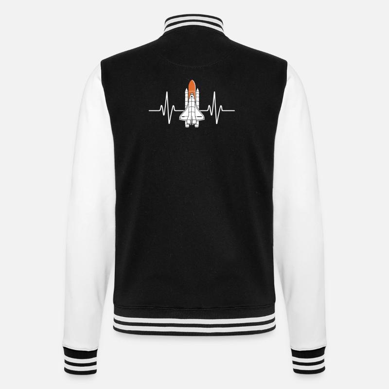 Heartbeat Space Shuttle Design - College Sweat Jacket - black/white