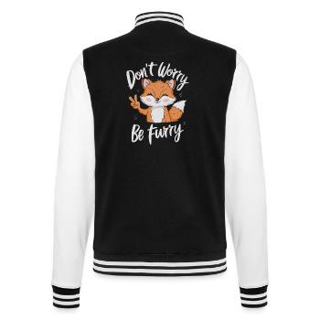 Don't Worry Be Furry Lustiger Fuchs - College-Sweatjacke - Schwarz/Weiß - Hinten - Marisol (170cm)