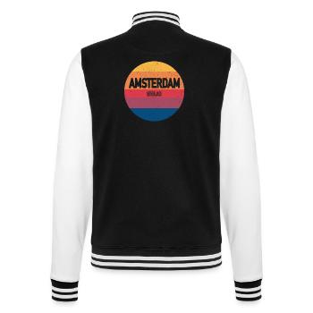 Amsterdam Retro Sunset Souvenir Niederlande - College-Sweatjacke - Schwarz/Weiß - Hinten - Marisol (170cm)