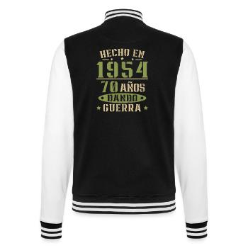 Hergestellt im Jahr 1954 70 Jahre altes Geburtstagsgeschenk - College-Sweatjacke - Schwarz/Weiß - Hinten - Marisol (170cm)