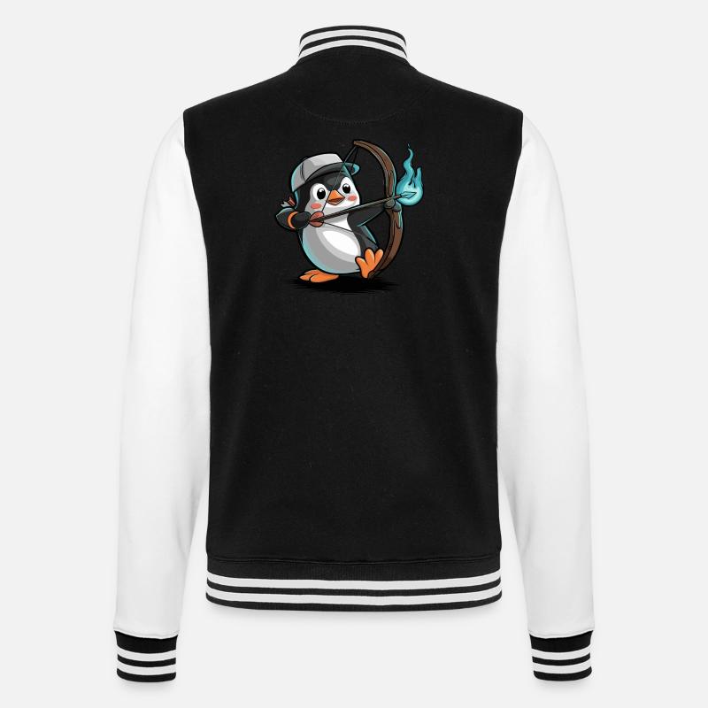 Pinguin Mit Pfeil Und Bogen - College-Sweatjacke - Schwarz/Weiß