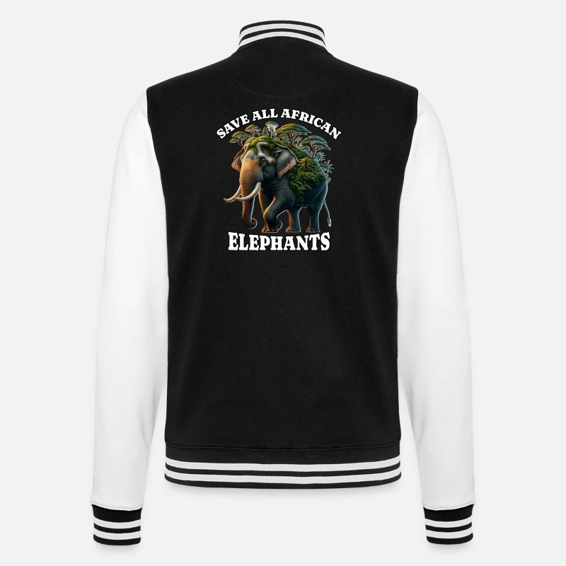 Eléphant d’Afrique - Veste Teddy - noir/blanc