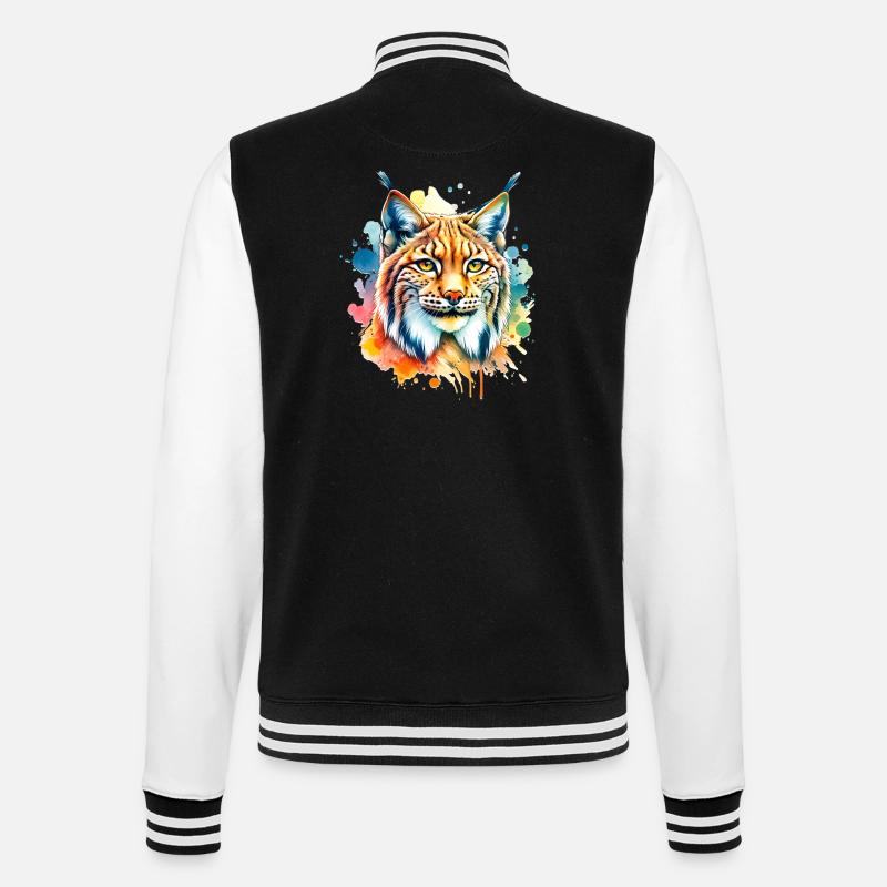 Iberischer Luchs - College-Sweatjacke - Schwarz/Weiß