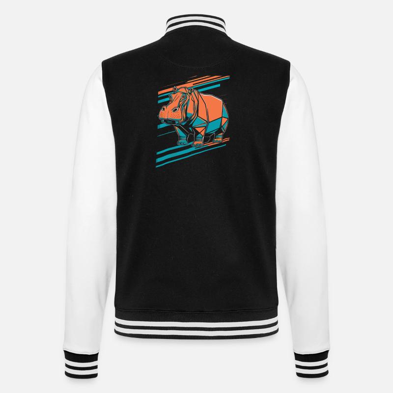 Conception d’art géométrique d’hippopotame - Veste Teddy - noir/blanc