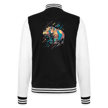 Hippopotame géométrique coloré avec des éclaboussures de peinture - Veste Teddy - noir/blanc - Dos - Marisol (170cm)