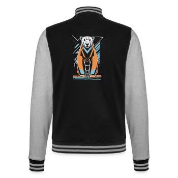 Abstrakter Eisbär In Geometrischen Formen - College-Sweatjacke - Schwarz/Grau meliert - Hinten - Marisol (170cm)