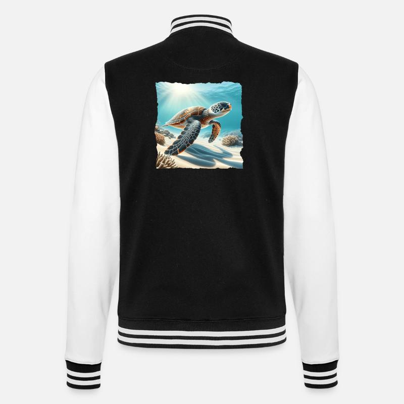 Hawksbill turtle - College Sweat Jacket - black/white