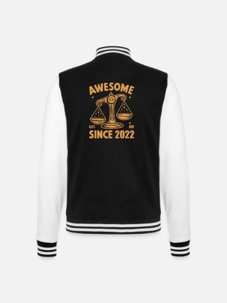 Awesome Since 2022 Libra Birthday - College Sweat Jacket - black/white