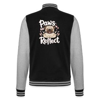 Paws And Reflect Yoga Pug Meditation Entspannt - College-Sweatjacke - Schwarz/Grau meliert - Hinten - Marisol (170cm)