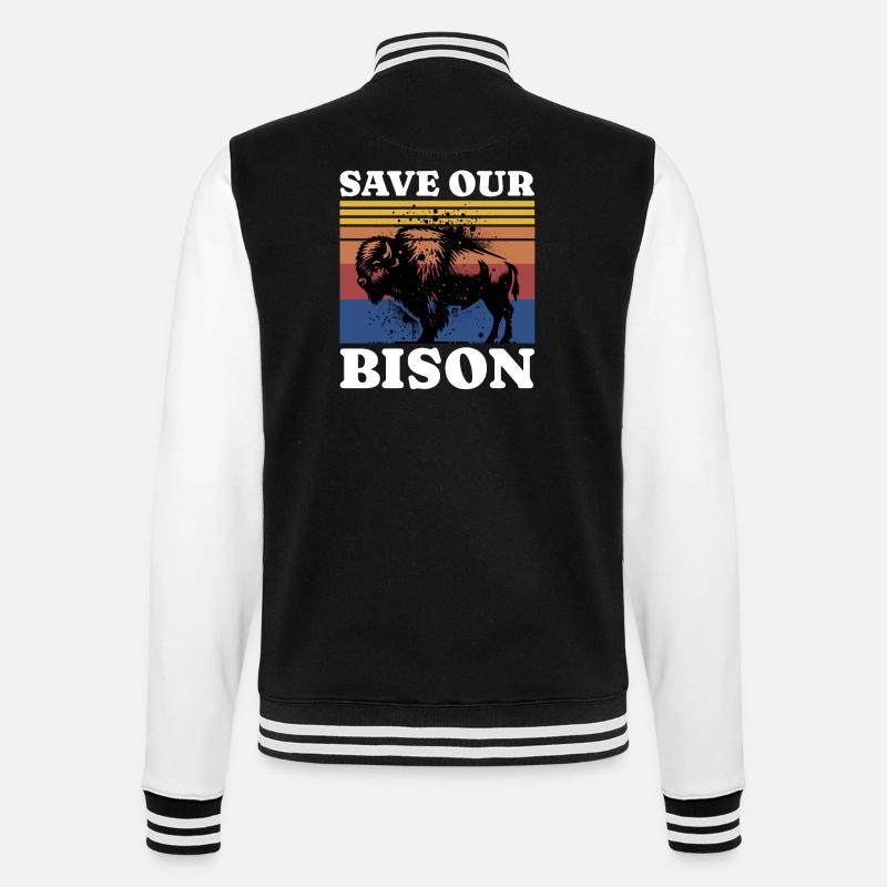 Save Bison - College-Sweatjacke - Schwarz/Weiß